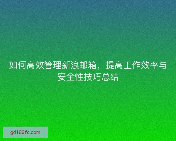 如何高效管理新浪邮箱，提高工作效率与安全性技巧总结
